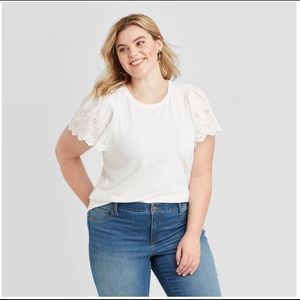 Ava & Viv Ruffle Short Sleeve Blouse